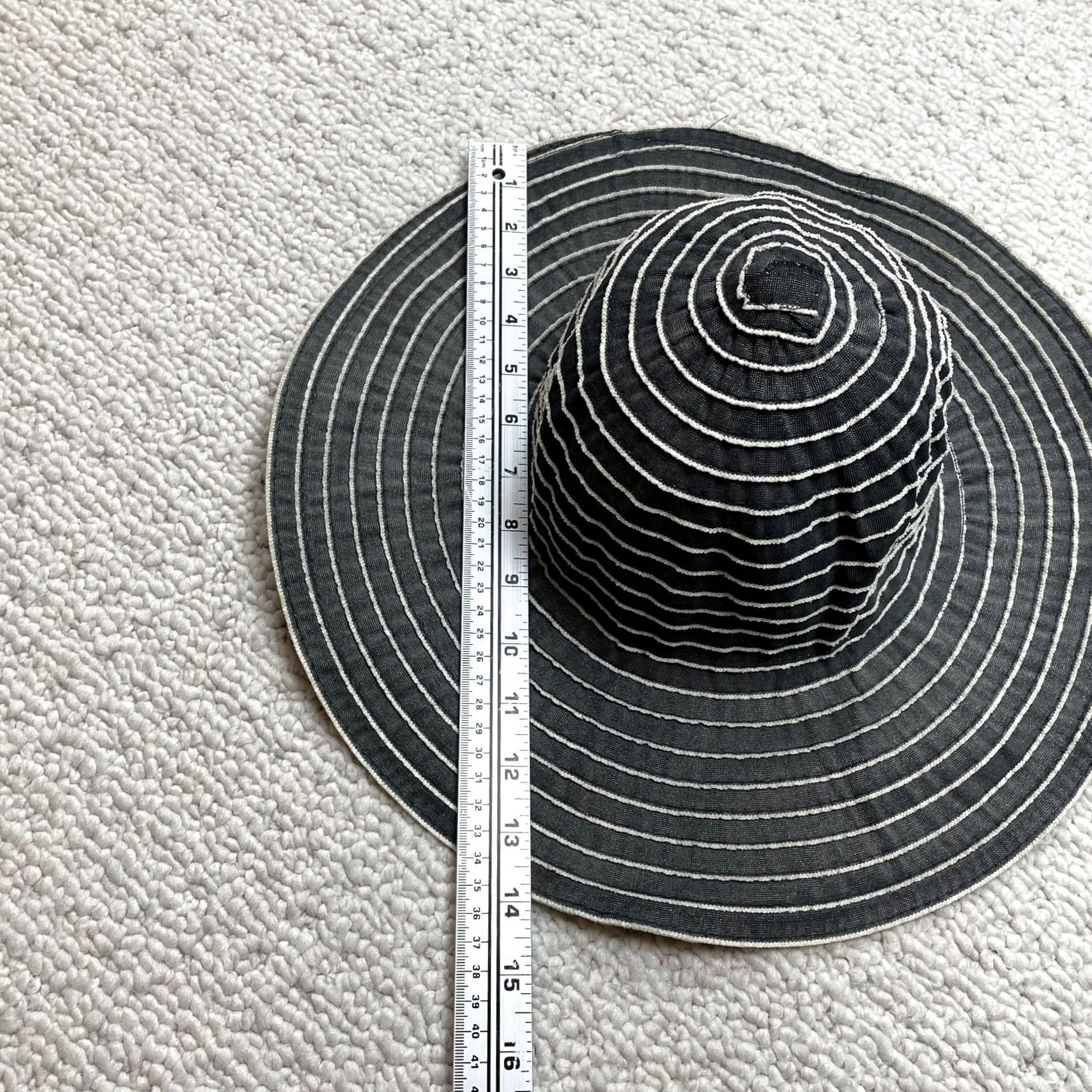 Vintage Capelli New York Sun Hat Womens One Size Black White Striped Wide Brim Cotton Size ONE SIZE - 3 Thumbnail