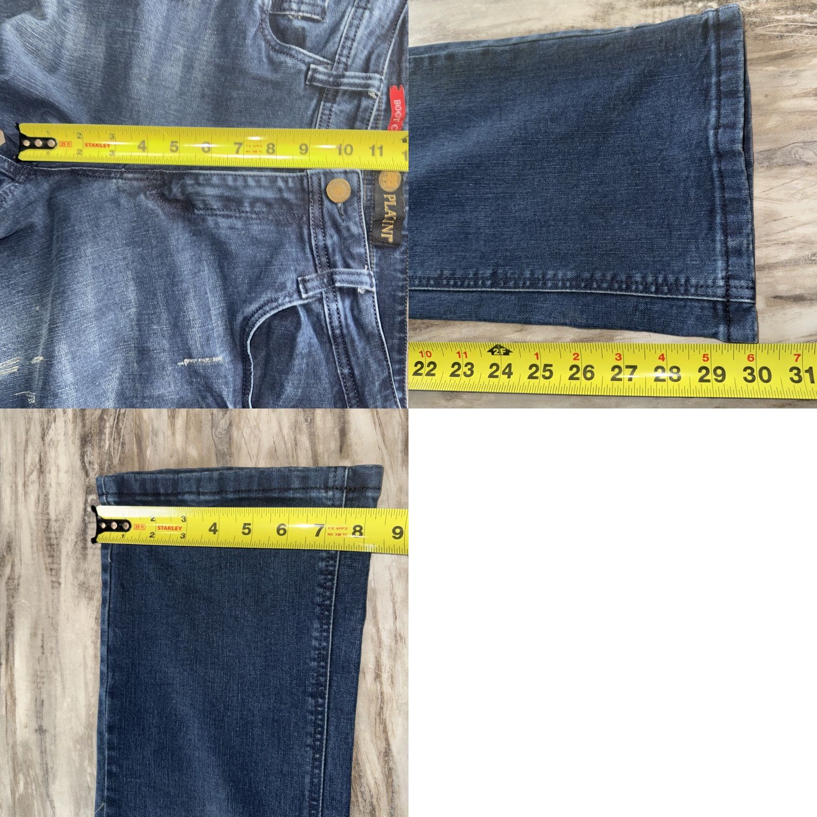 CO Platini Jeans Co Men’s Boot Cut Blue Denim Jeans 32X30 Distressed Style Solid 5-Pocket Regular Rise Mid Wash Blue Jeans Mens Regular Bootcut Size US 32 / EU 48 - 9 Thumbnail