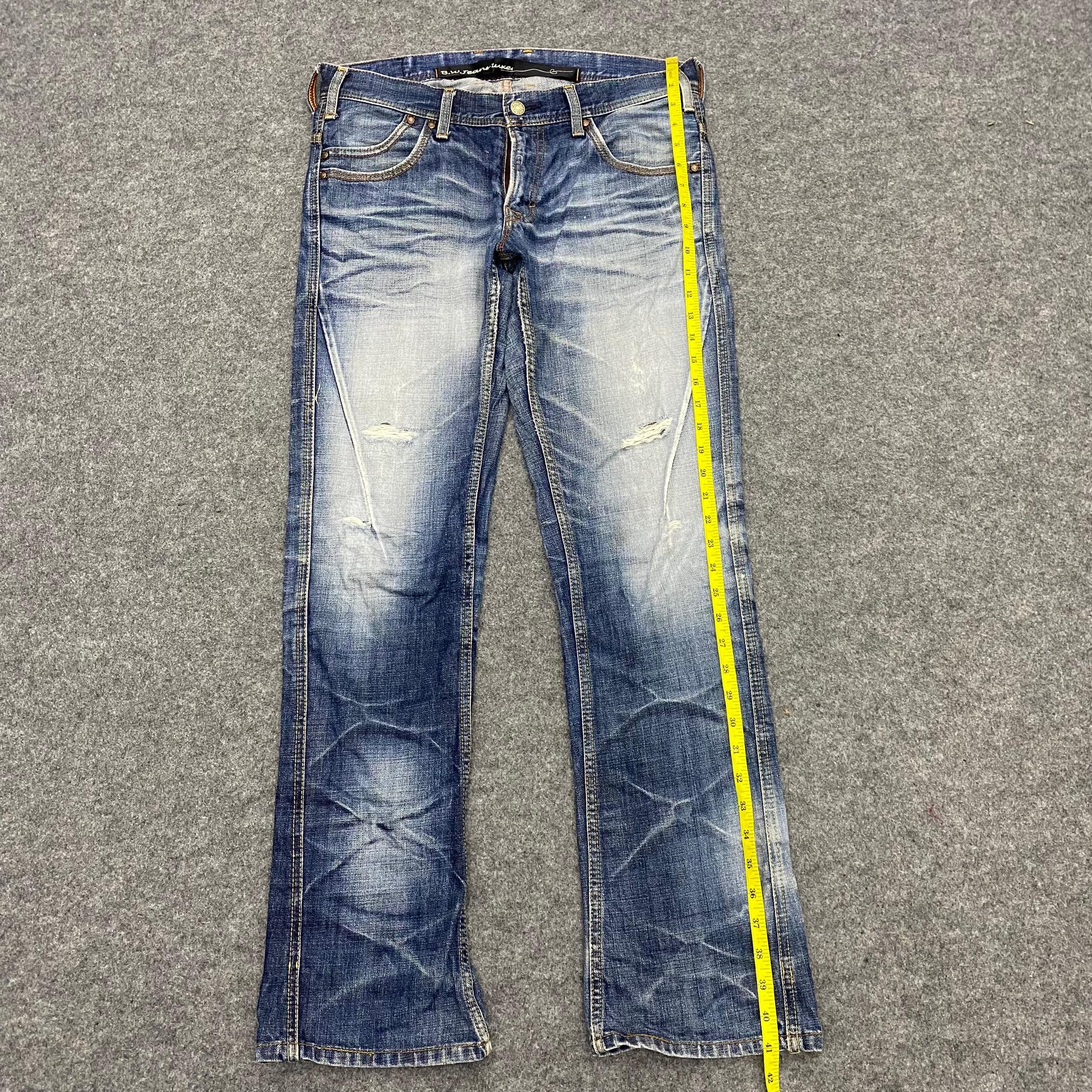 If Six Was Nine 💥Best Offer💥Vintage Blue Way Distressed Denim Size US 35 - 2 Thumbnail