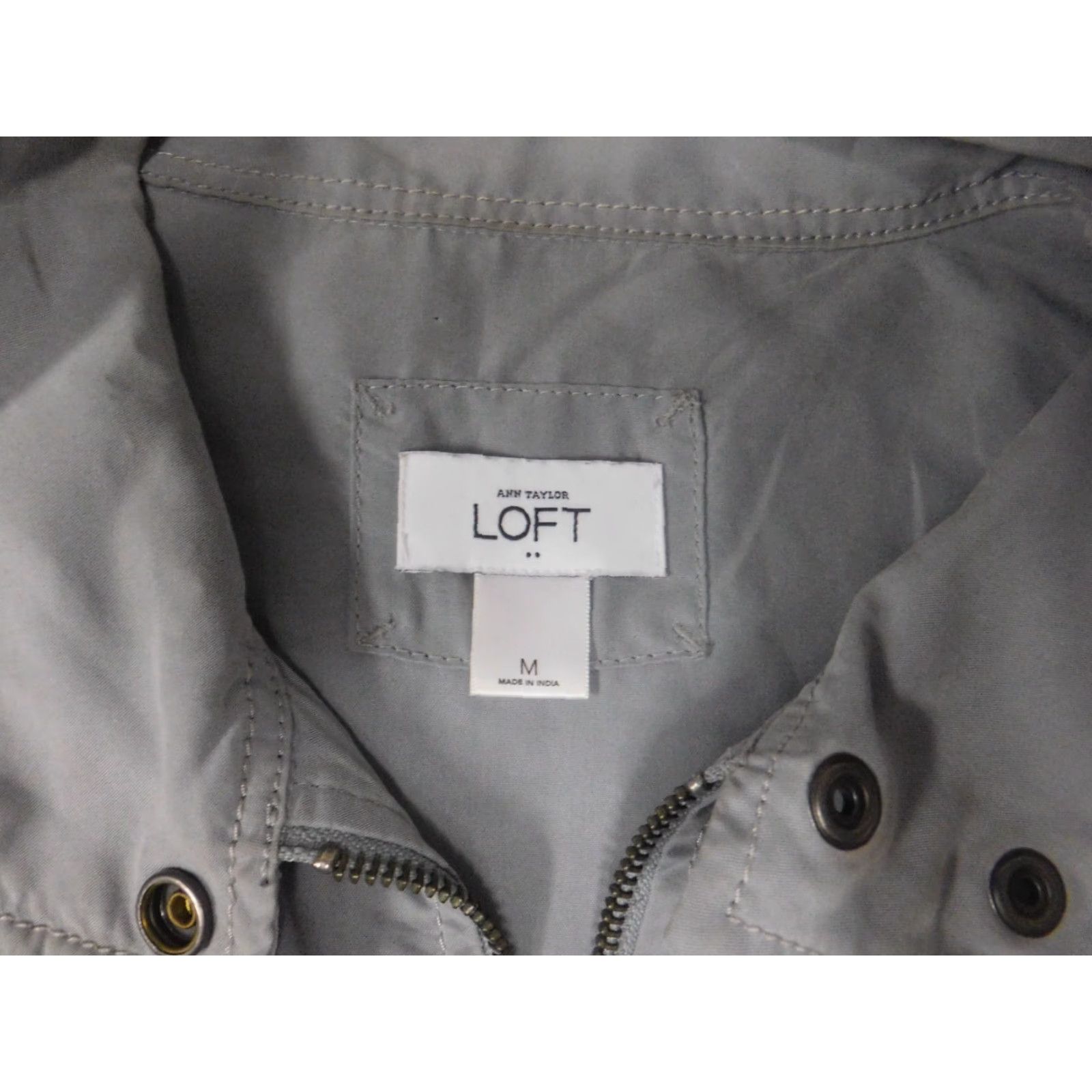 Ann Taylor Ann Taylor Loft Jacket Short Sleeve Gray Zip Modal Rayon Spring Fall Mid-Length Casual Women's M.jpg Size 32" / US 10 / IT 46 - 5 Thumbnail