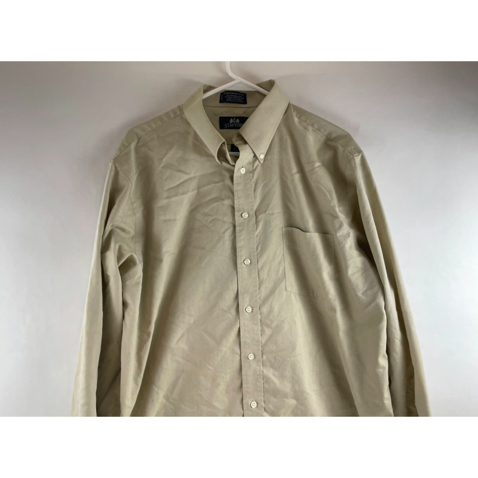 Stafford Stafford Shirt Men 17 34-35 Tan Button-Down Long Sleeve Pocket Oxford Shirt Size US XL / EU 56 / 4 - 3 Thumbnail