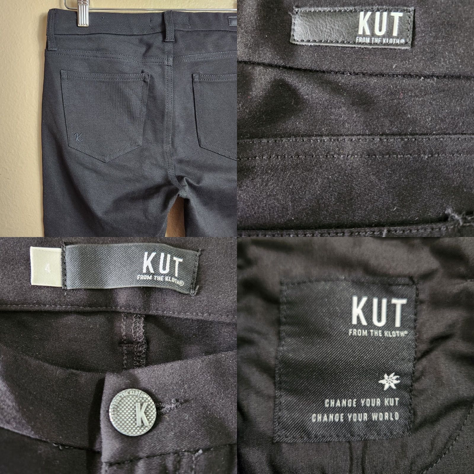 Vintage Kut from the Kloth Womens Black Donna Ankle Skinny Midrise 5-Pocket Pants 4 Ponte knit Stretch Comfort Size 27" / US 4 / IT 40 - 8 Thumbnail