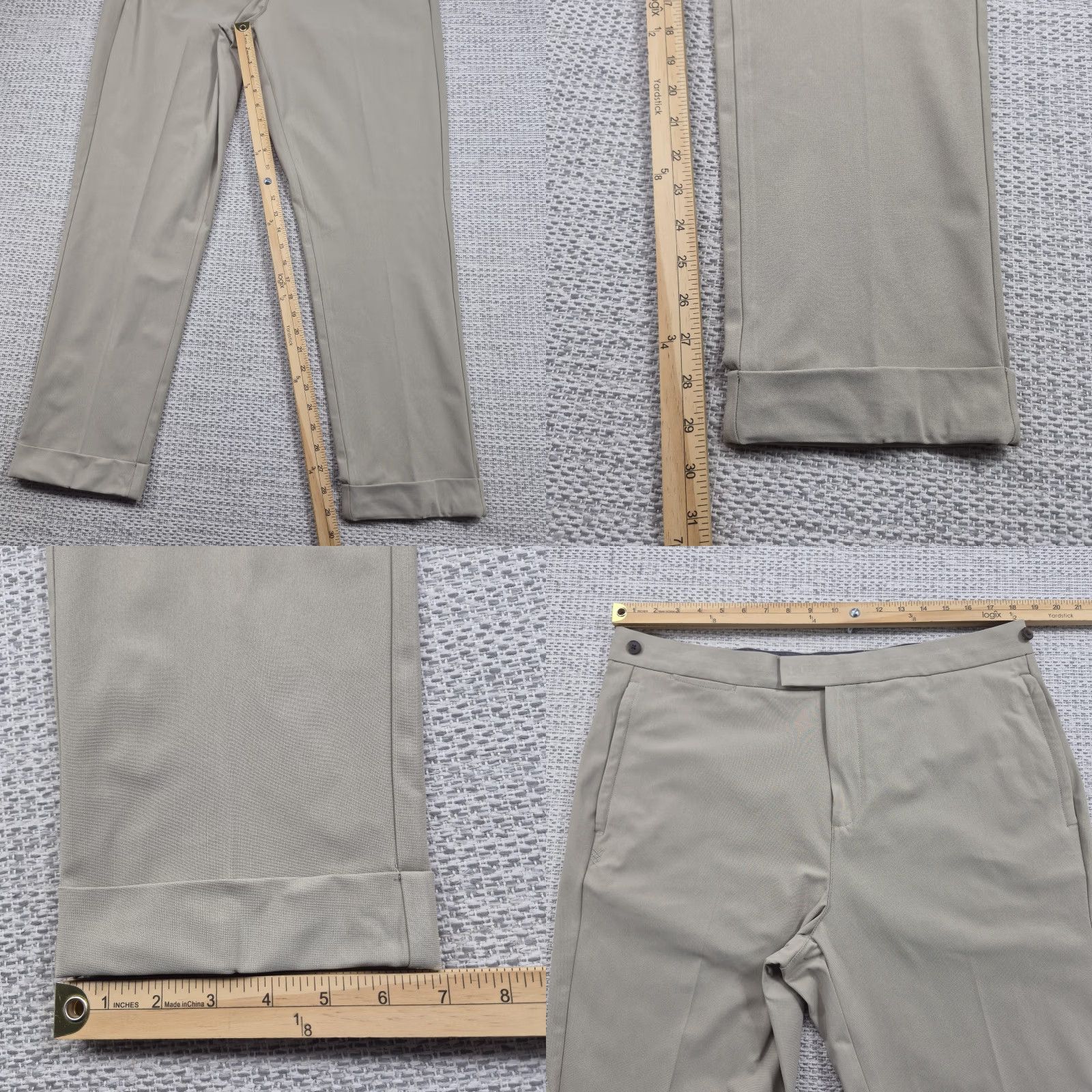 Rhone Rhone Pants Mens 36x29 Beige Stretch Chino Cuffed Straight Leg Performance Size US 36 / EU 52 - 8 Thumbnail
