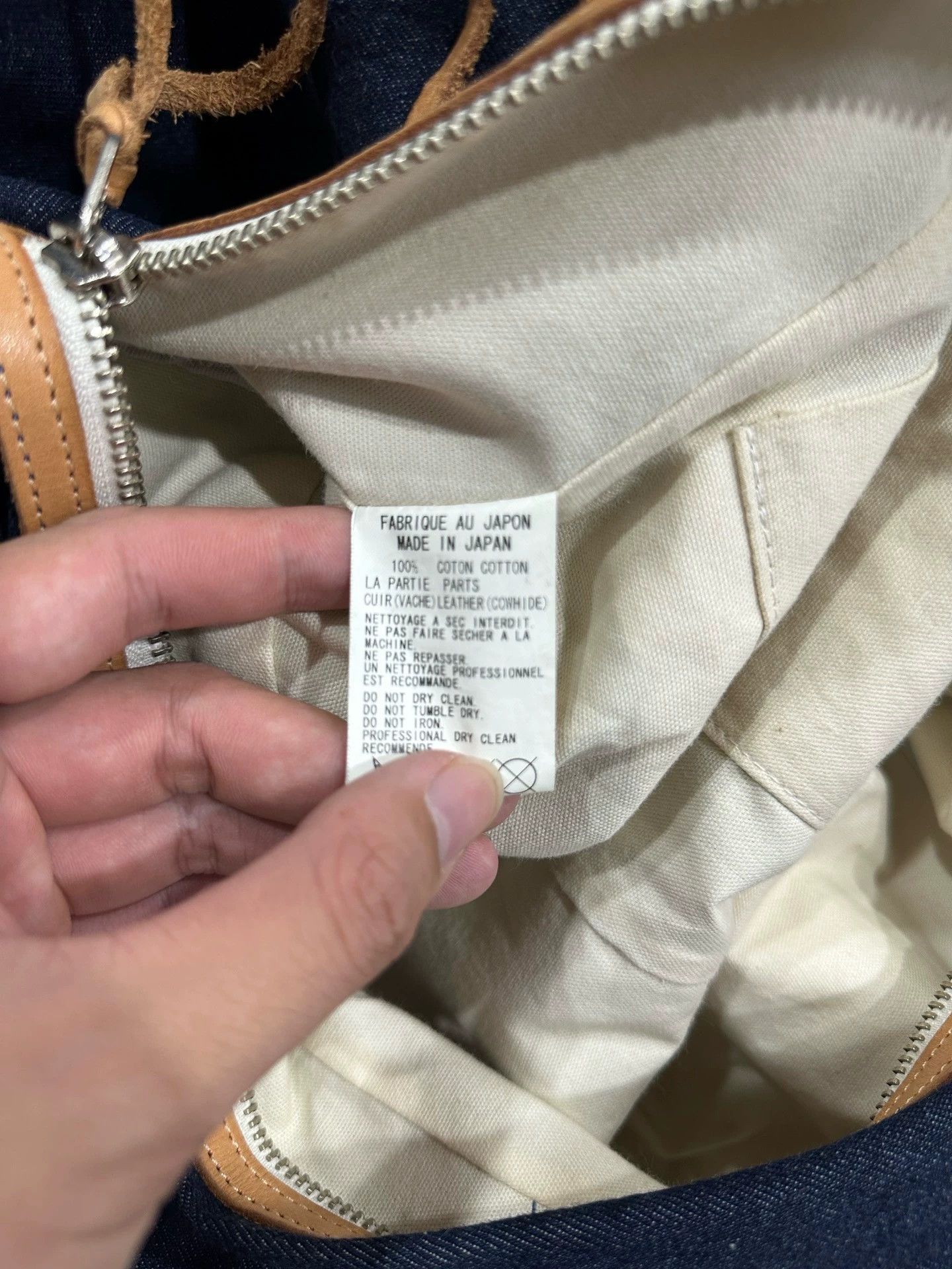 Yohji Yamamoto Yohji Yamamoto Y's navy blue dumpling bag brown trim Size ONE SIZE - 7 Thumbnail