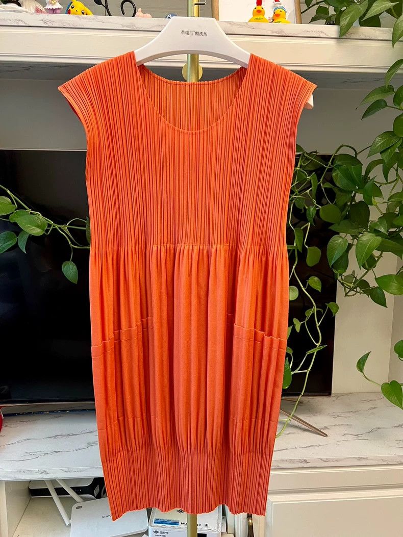 issey miyake size:3 Orange vintage puff dress 2505-Nextarr