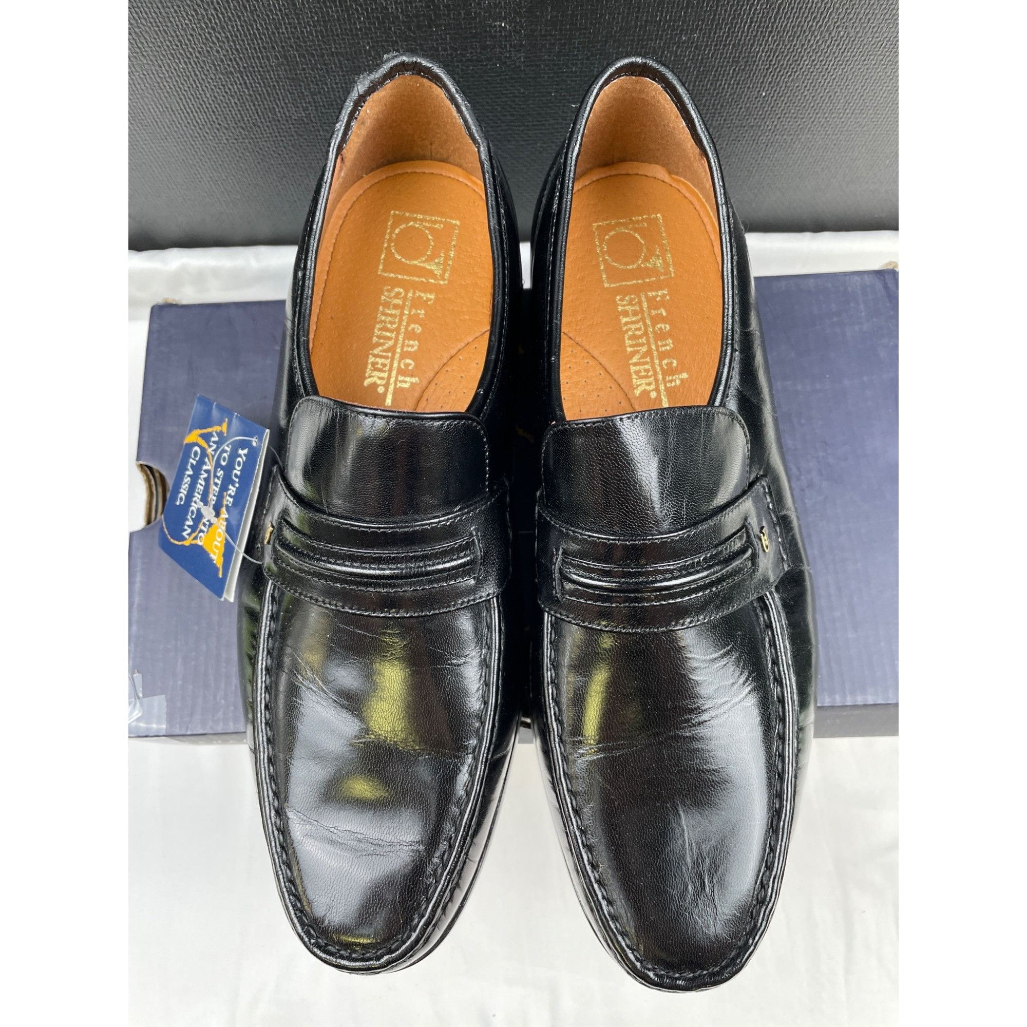 Other French Shriner Men's Black Leather Shoes/ Loafers Size 12M S Size US 12 / EU 45 - 3 Thumbnail