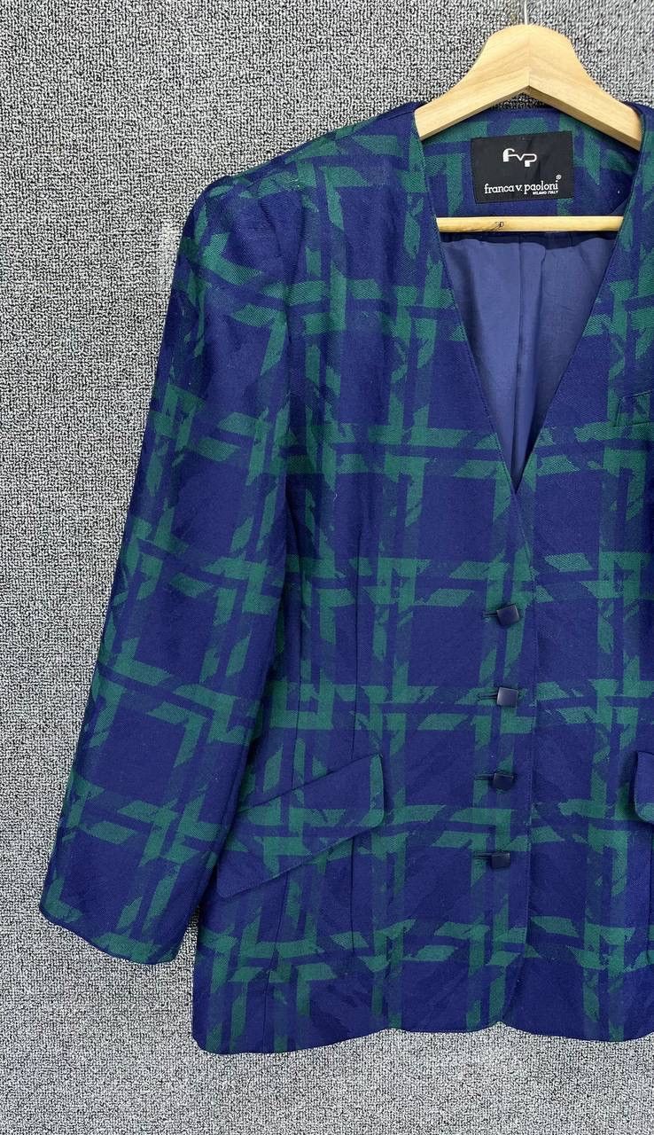 Paoloni Vintage Franca v. Paoloni Shadow Plaids Blazer Coat Jacket Size M / US 6-8 / IT 42-44 - 3 Thumbnail