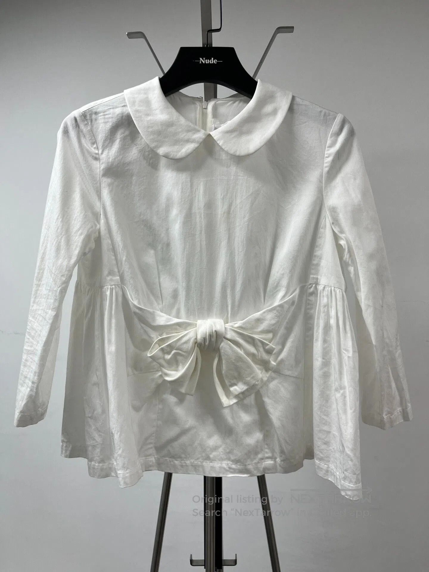 Comme des Garcons white collared blouse with tie detail. Size M / US 6-8 / IT 42-44 - 1 Thumbnail