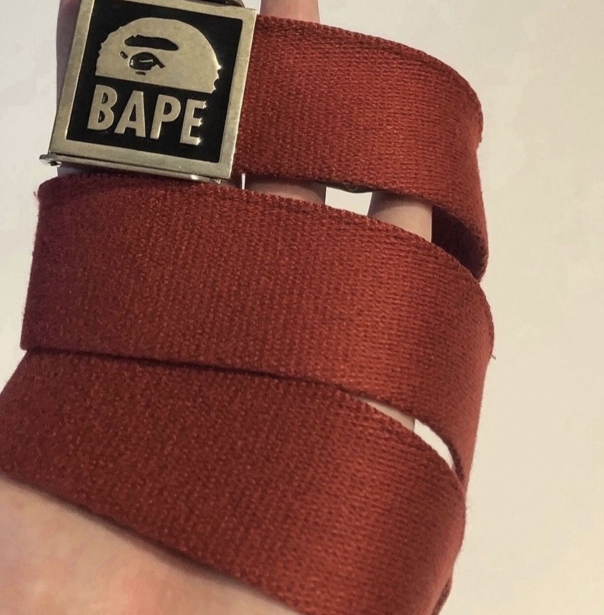 image of Bape Belt 30-36 in Red, Men's