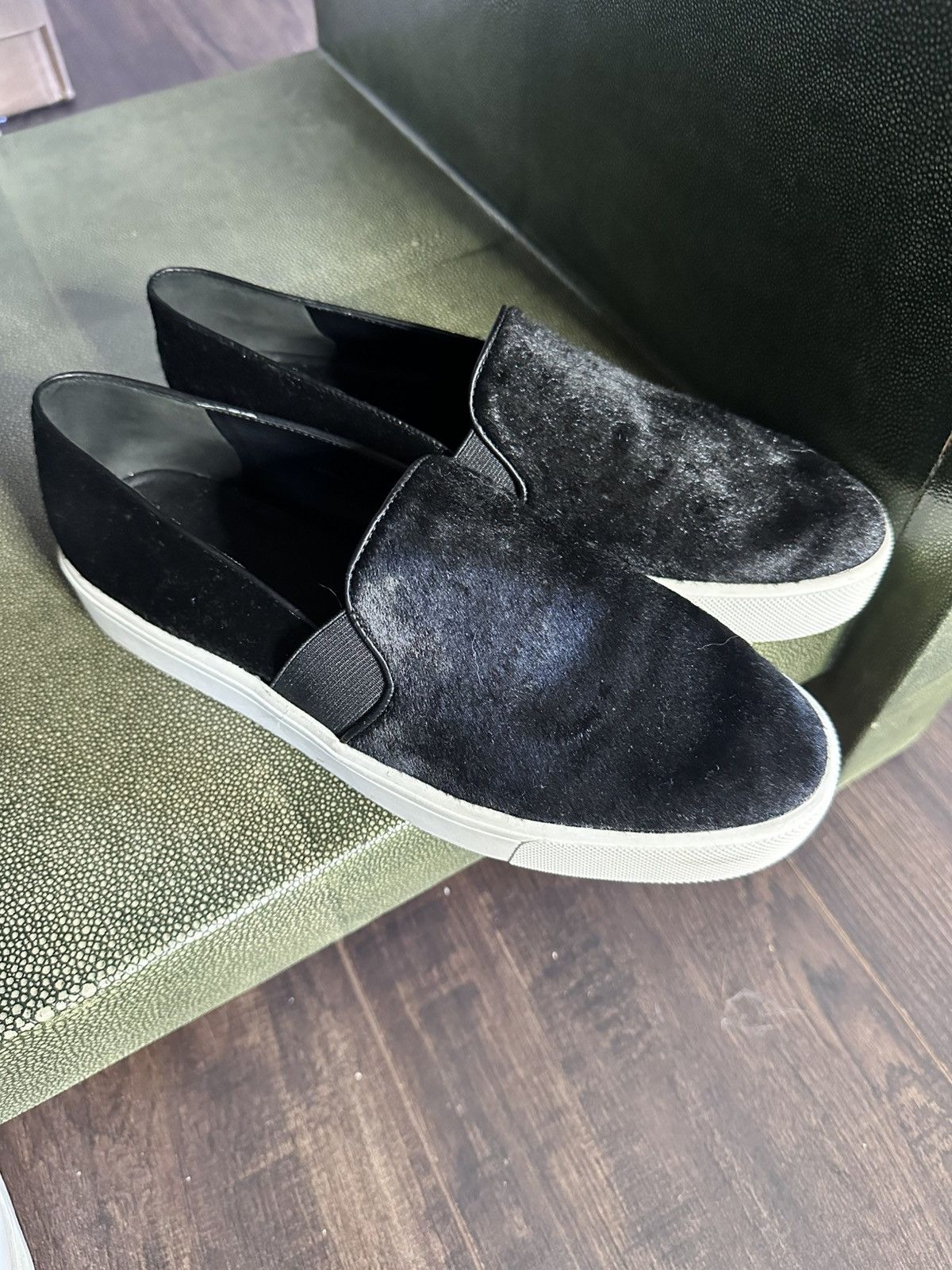 Vince VINCE black PONY HAIR slip-on leather sneakers Size US 8.5 / IT 38.5 - 1 Thumbnail