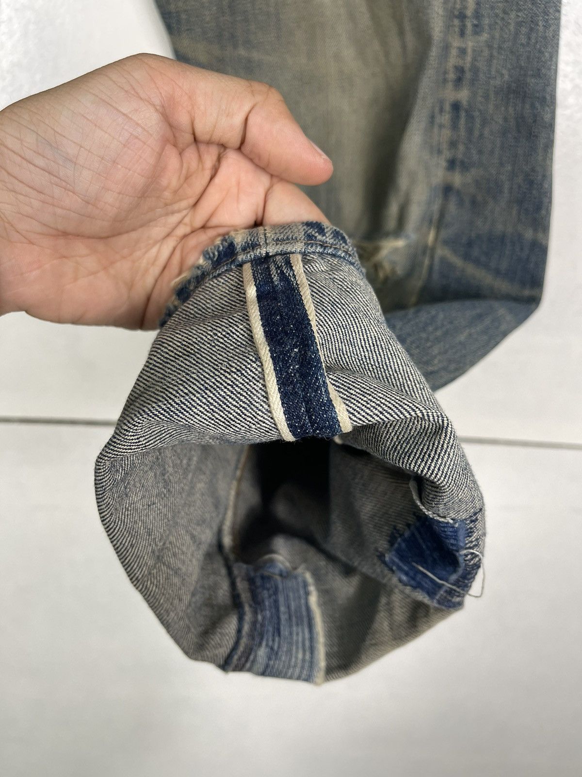 Levi's 80s Levis Selvedge Ripped Denim Jean Buttonfly Snap Button 6 Size US 29 - 14 Thumbnail