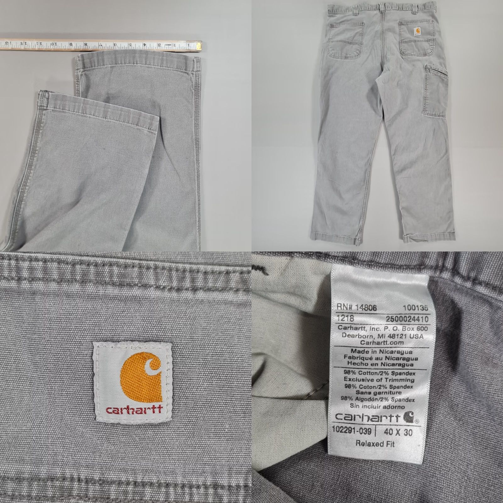 Carhartt Carhartt Mens Trousers Grey Relaxed Fit Rugged Flex Canvas Carpenter W40 L30 102291-039 Size US 40 / EU 56 - 8 Thumbnail