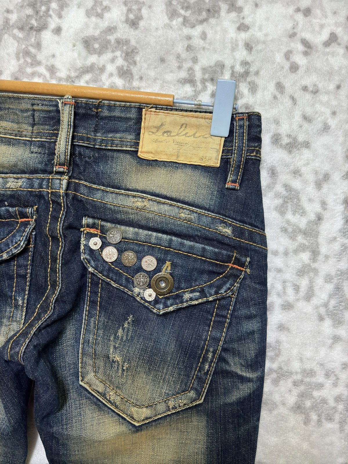 Japanese Brand Flared Lolita Jeans Muddy Wash Claw Mark Distressed Denim Size US 27 - 12 Thumbnail