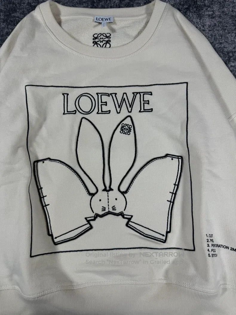 Loewe Loewe Ivory White Rabbit Embroidered Logo Short Hoodie Size S / US 4 / IT 40 - 3 Thumbnail