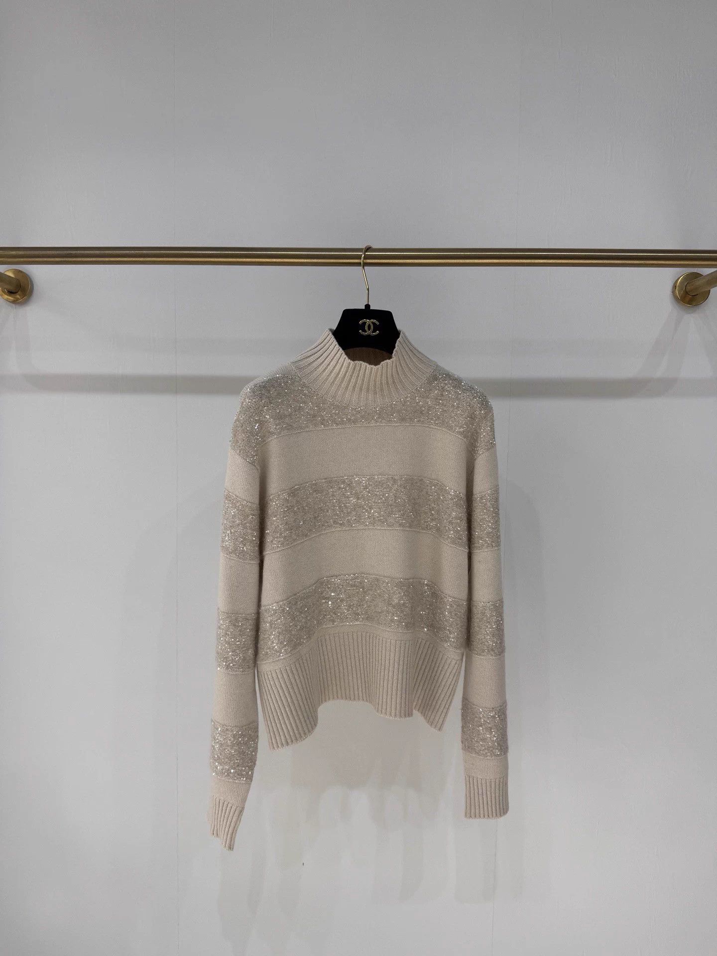 Brunello Cucinelli Brunello Cucinelli Starry Sequin Stand Collar Knit Top Size XS / US 0-2 / IT 36-38 - 1 Thumbnail