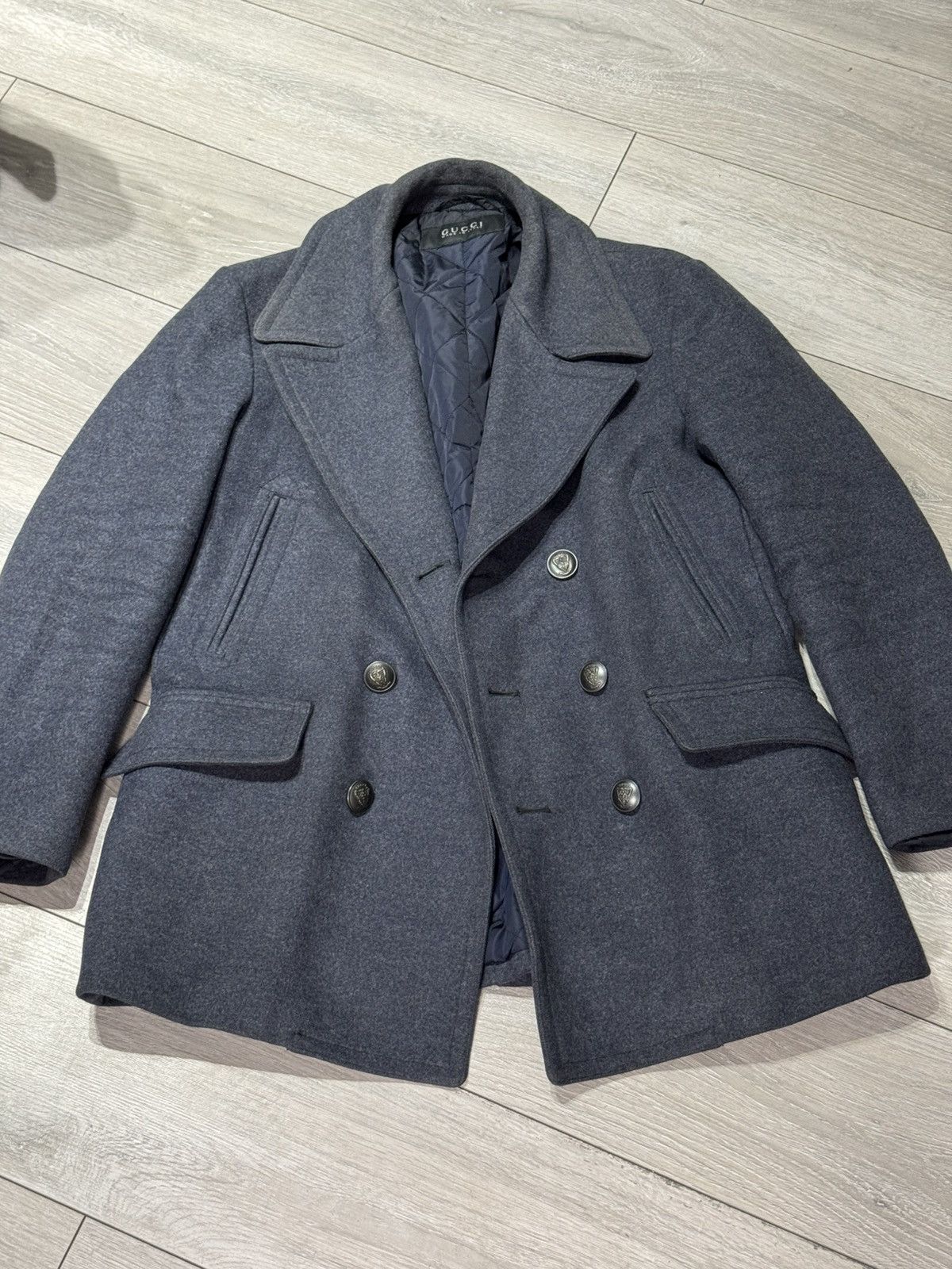Gucci Men's GUCCI Wool Double Breasted Pea Coat Overcoat RARE Size US M / EU 48-50 / 2 - 6 Thumbnail