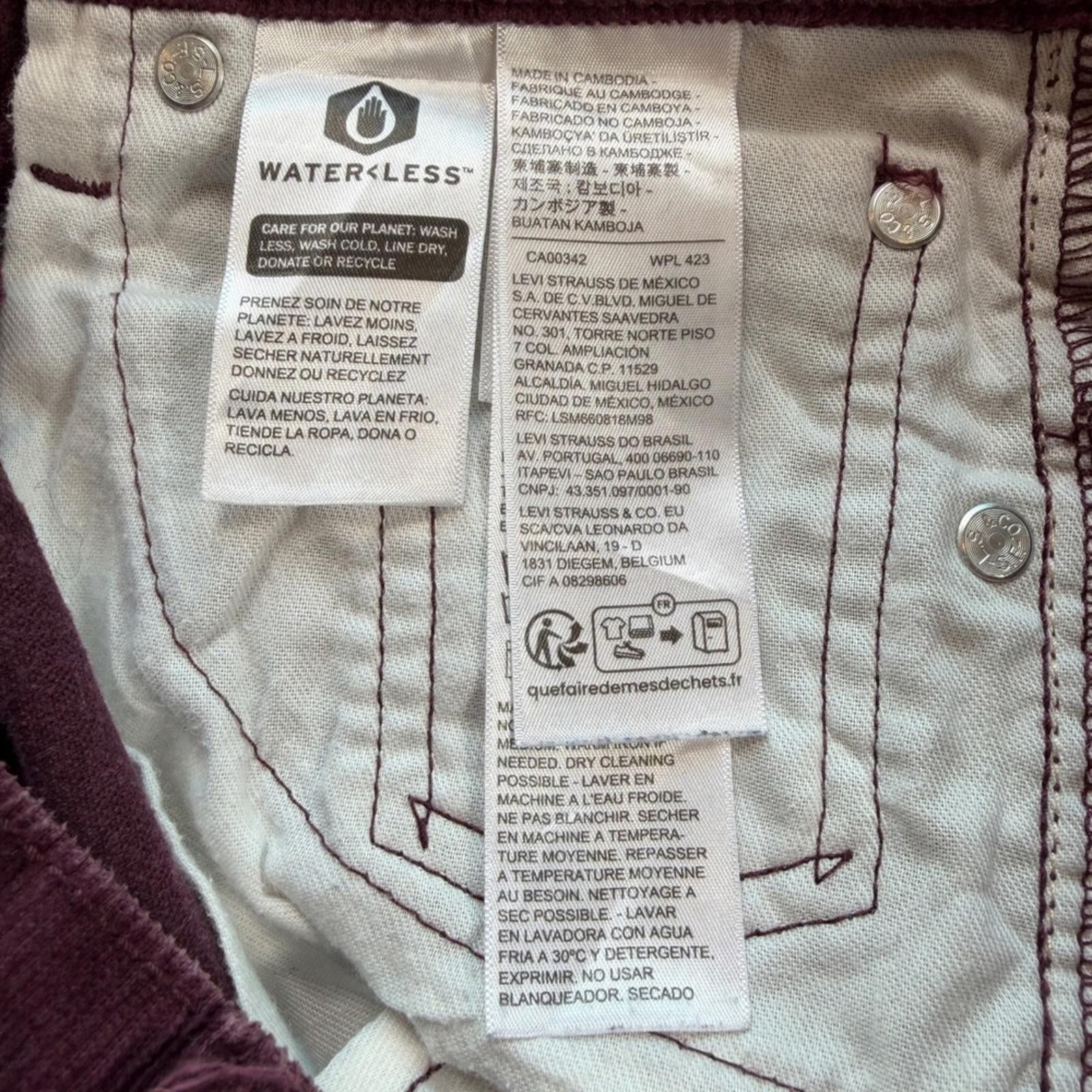 Levi's Levis 511 Slim Fit Burgundy Corduroy Pants Mens 30x30 Maroon Size 30" / US 8 / IT 44 - 8 Thumbnail