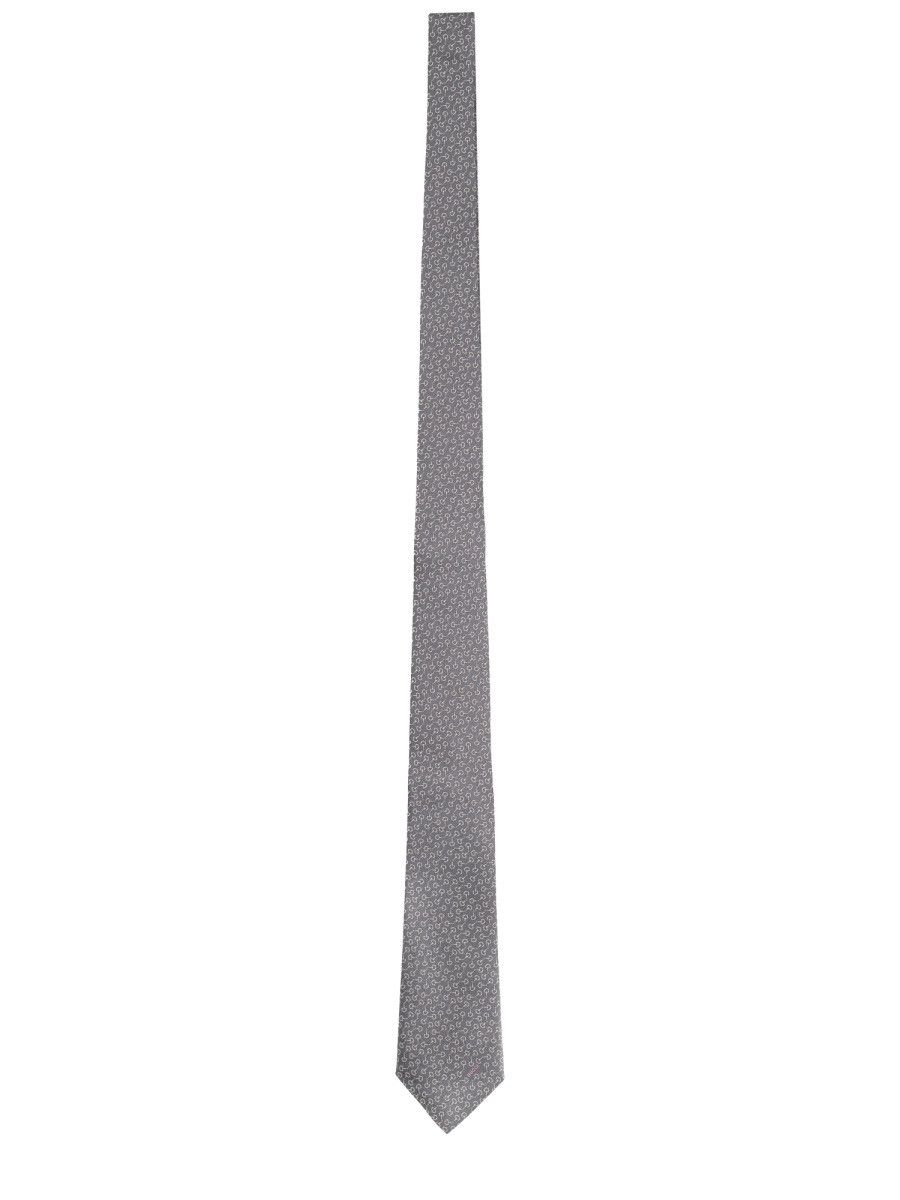 Gucci GUCCI SILK TIE WITH CLAMPS - GREY Size ONE SIZE - 1 Thumbnail