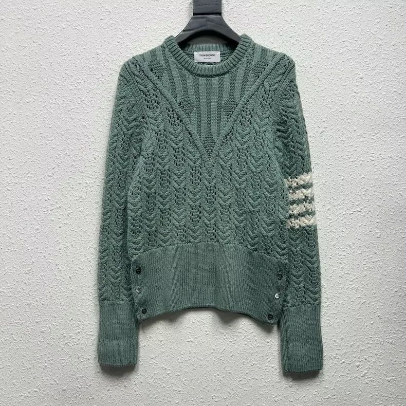 Thom Browne Round collar sweater in green