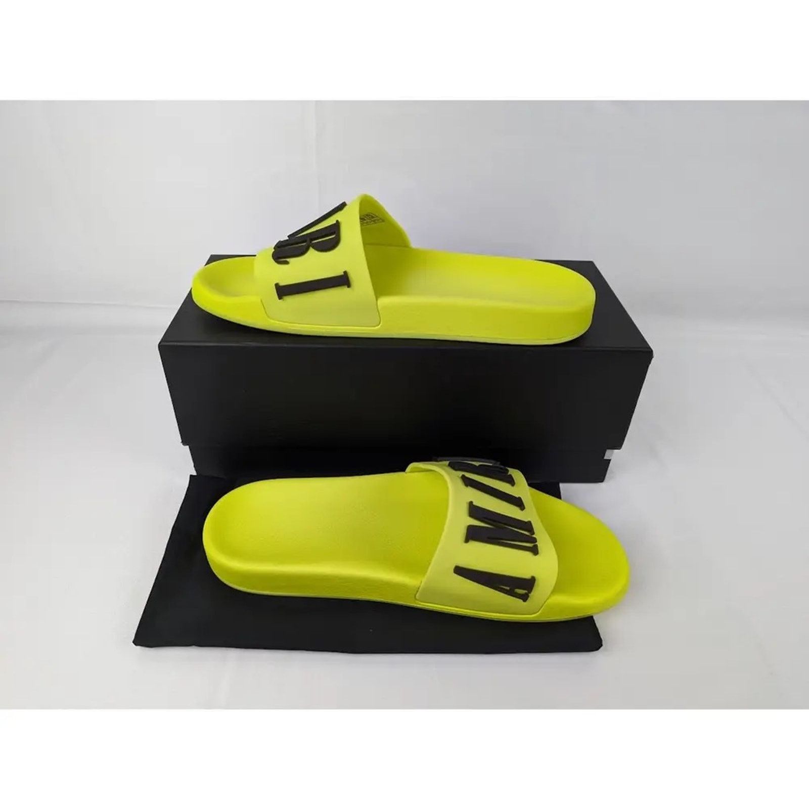 Amiri o1rshd1 Logo Pool Slide in Yellow/Black Size US 14 / EU 47 - 11 Thumbnail