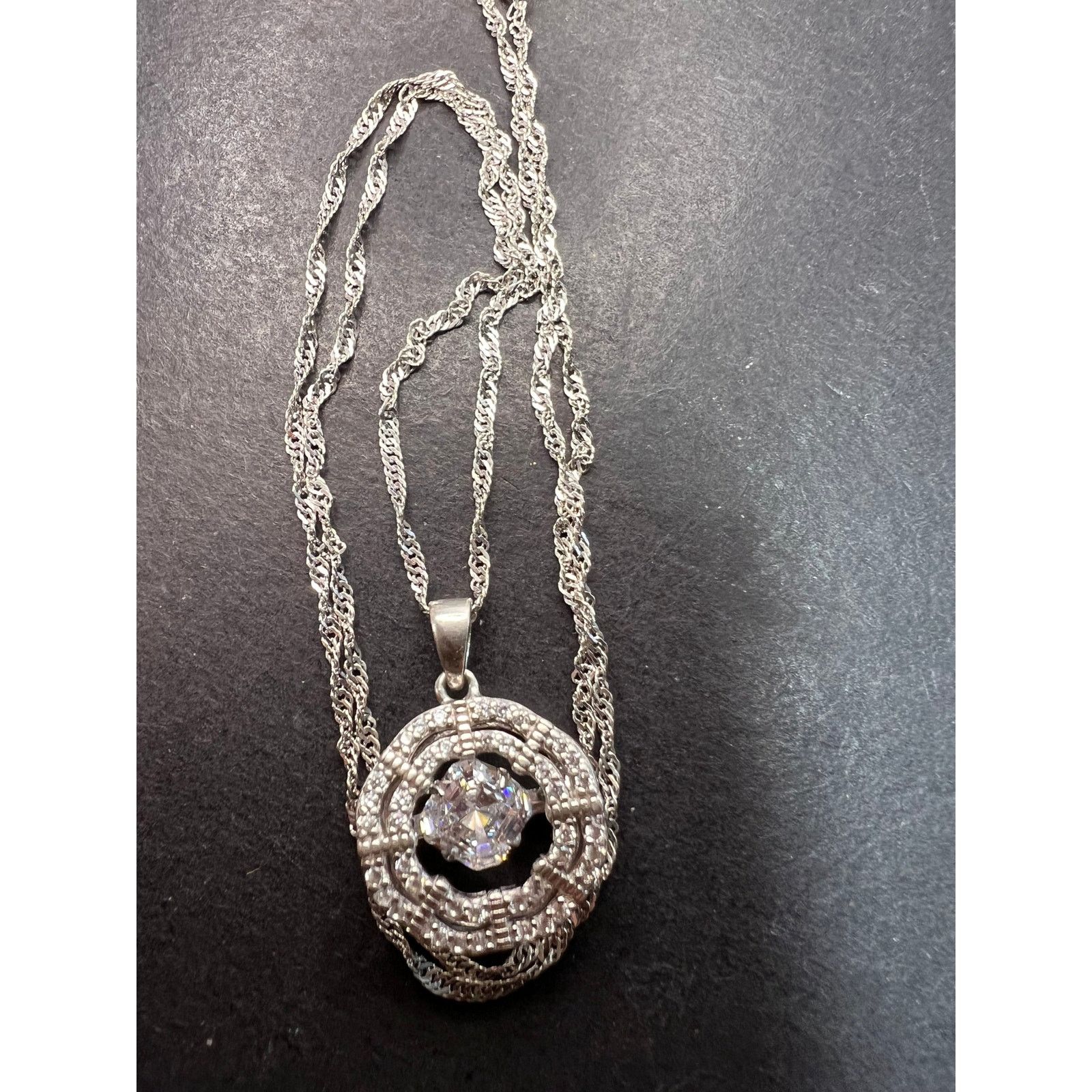 Other CZ Rhodium Over Sterling Dancing Pendant With Chain Size ONE SIZE - 4 Thumbnail