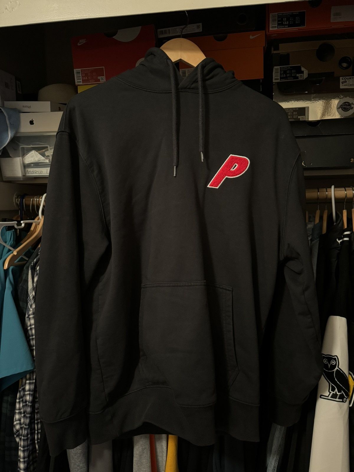 image of Palace Tri Chenille Hoodie in Black, Men's (Size Large)