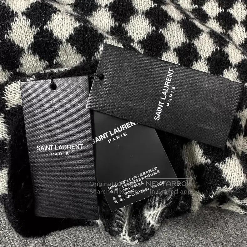 Saint Laurent Paris Saint Laurent Paris Black and White Diamond High-neck Knit Size US S / EU 44-46 / 1 - 5 Thumbnail