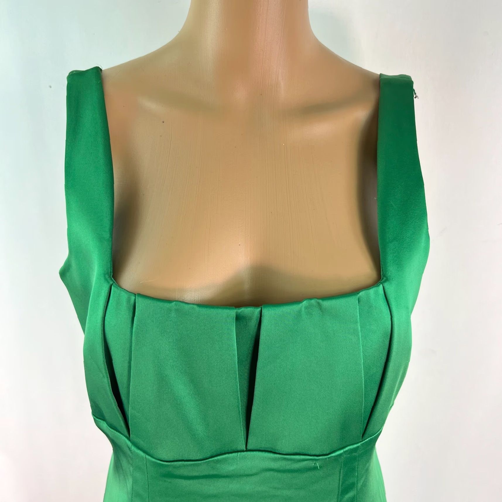Calvin Klein Calvin Klein Dress Women Sheath Green 8P Petite Sleeveless Square Neck Pleated Bodice Knee Length Party/Cocktail Womens Size M / US 6-8 / IT 42-44 - 3 Thumbnail