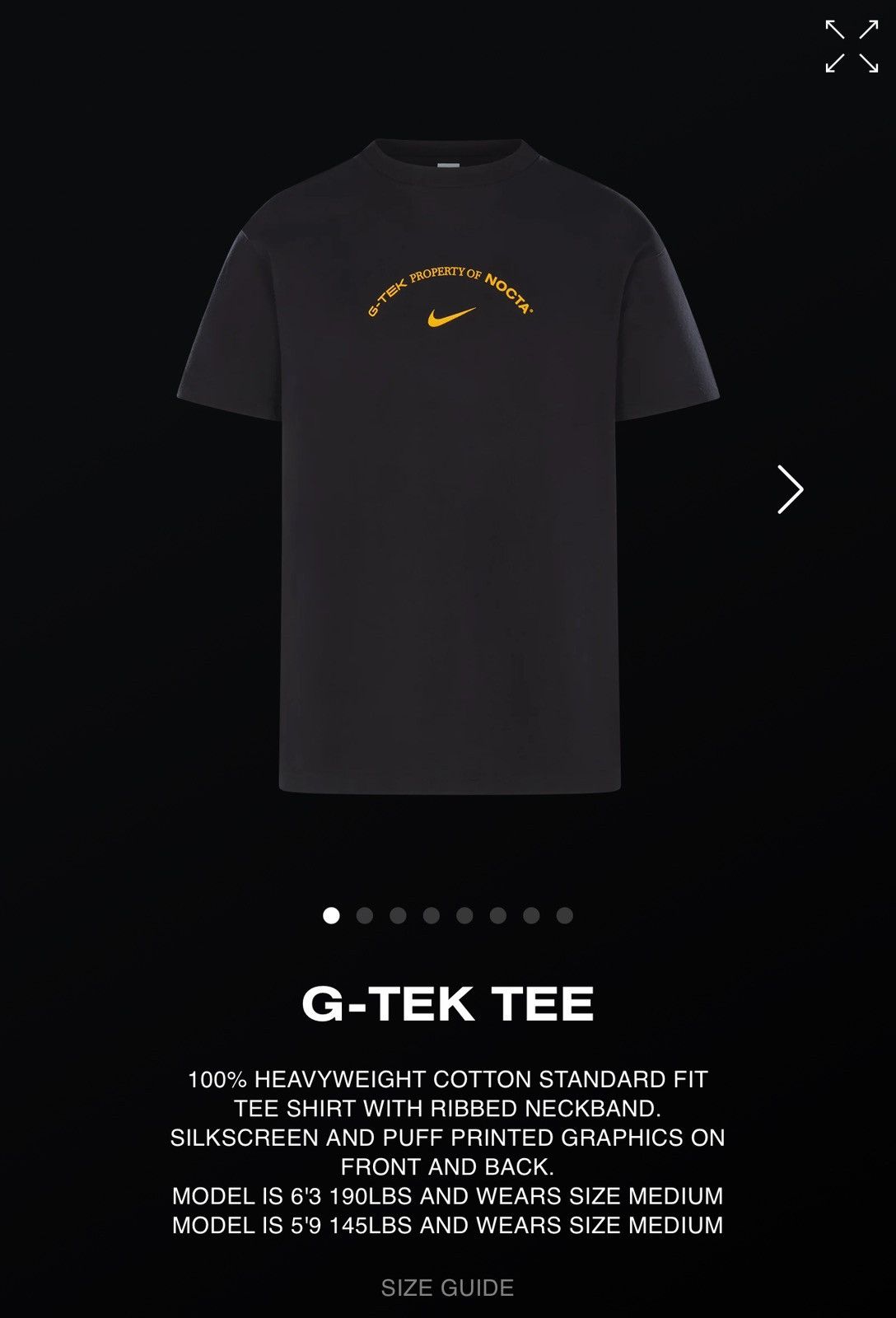 image of Drake x Nike Nocta G-Tek Tee - Size L in Black, Men's