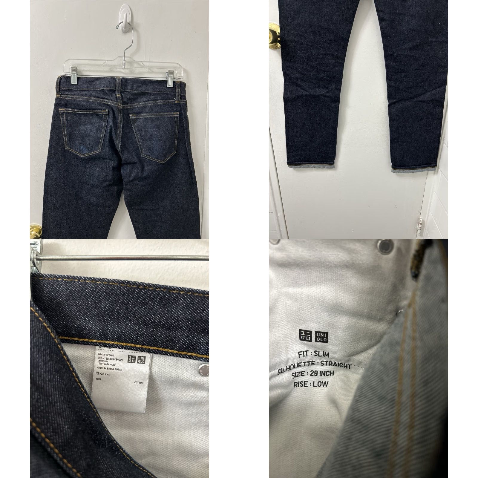 Uniqlo UNIQLO Jeans Slim Straight Fit Mens 29x32 Dark Wash Denim Blue 5-Pocket Zipper Button Logo Slim Straight Style Straight Fit Jeans Mens Size US 29 - 8 Thumbnail