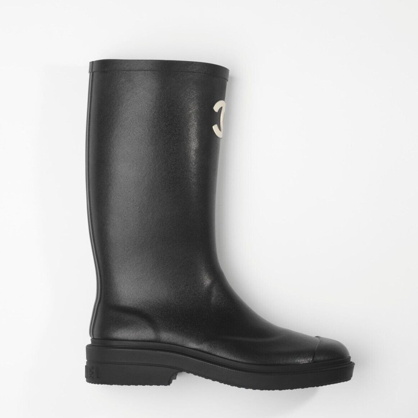 Chanel Chanel REV Black White CC Logo High Rubber Rain Boots 41 Size US 11 / IT 41 - 3 Thumbnail