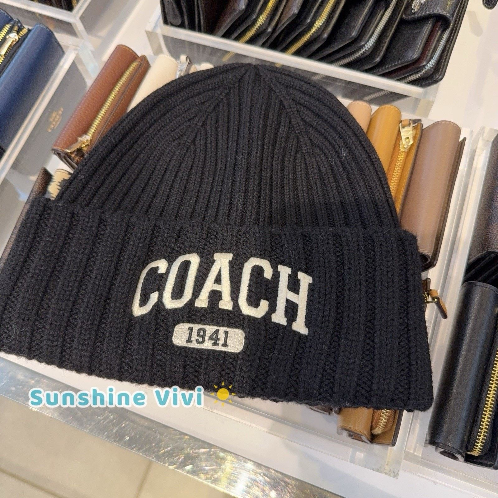 Coach NWT Coach 1941 Embroidered Knit Beanie Wool CU806 Black Size ONE SIZE - 1 Thumbnail