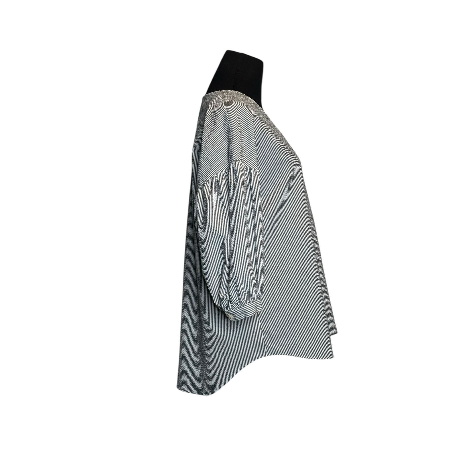 MOUSSY Moussy gray white striped 3/4 sleeves blouse size Free Size Size ONE SIZE - 13 Thumbnail
