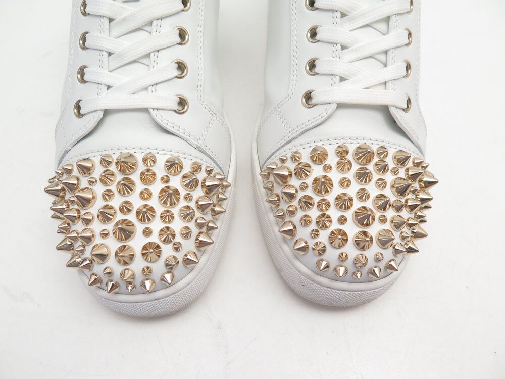 Christian Louboutin o1s1wg110924 Louis Junior Spikes Sneaker in White Size US 11 / EU 44 - 3 Thumbnail