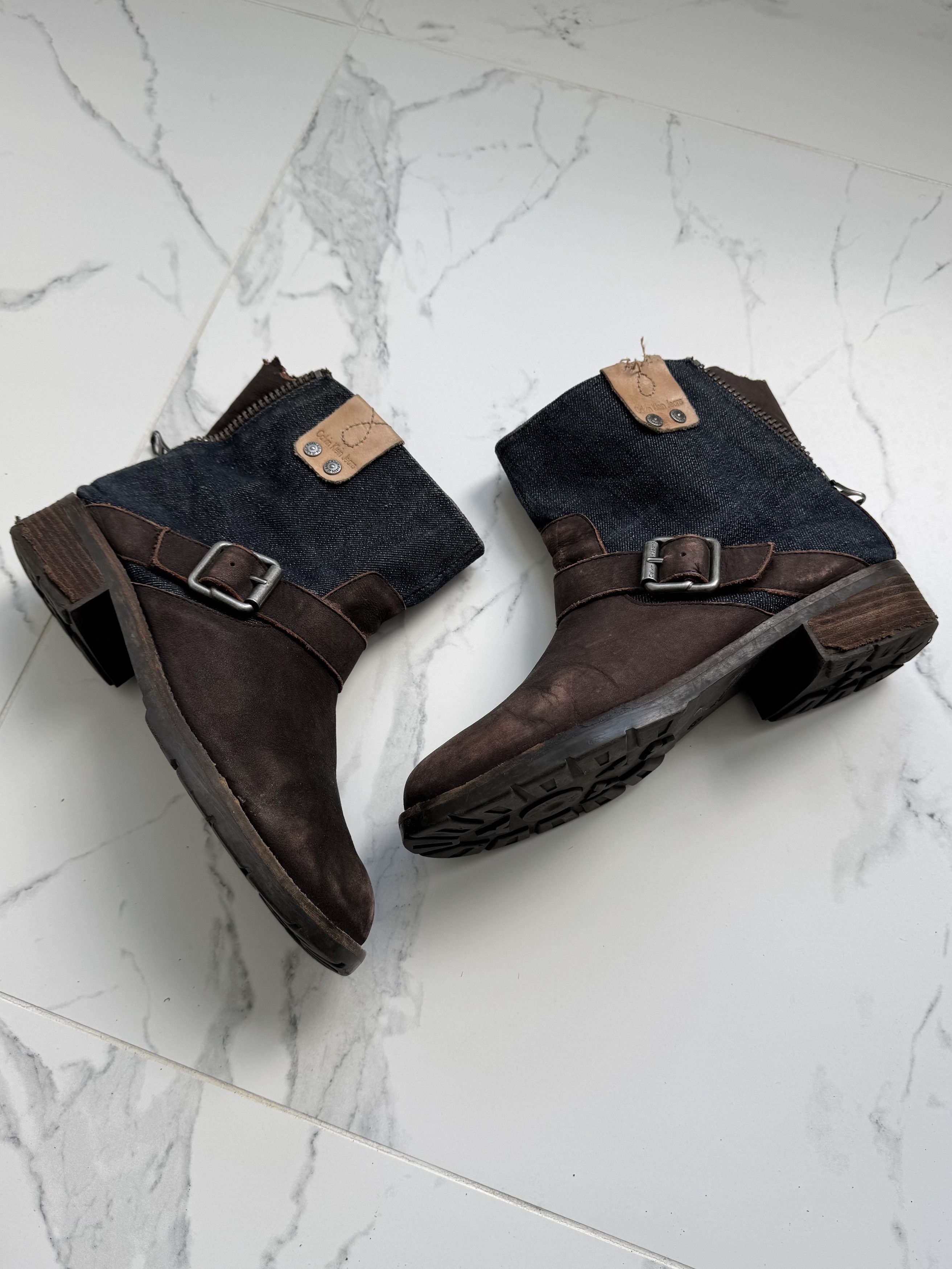 Calvin Klein Vintage Calvin Klein Jeans Leather Denim Ankle Boots Buckle Size US 8 / IT 38 - 2 Thumbnail