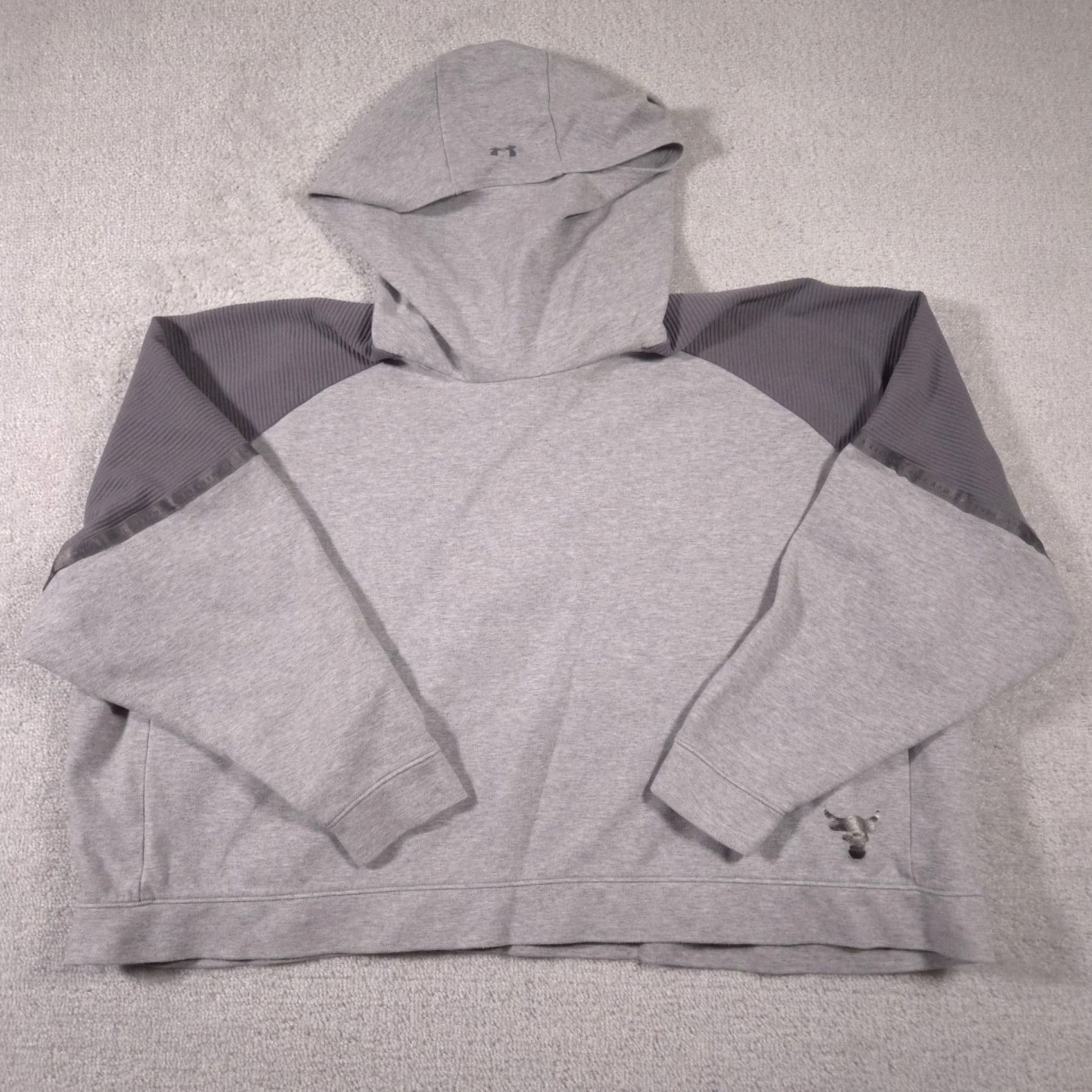 Under Armour Under Armour Project Rock Hoodie Womens Small Gray Oversized All Day Hustle Bull Shirt Size S / US 4 / IT 40 - 2 Thumbnail