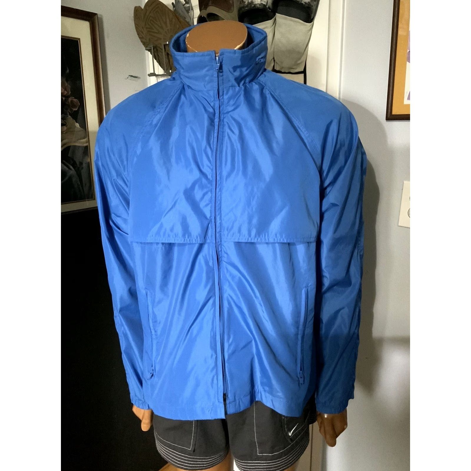 Eddie Bauer VINTAGE Eddie Bauer Windbreaker Jacket Nylon Blue Zip Outdoor Hiking Sz. L Mens/Adult Regular Size US L / EU 52-54 / 3 - 7 Thumbnail