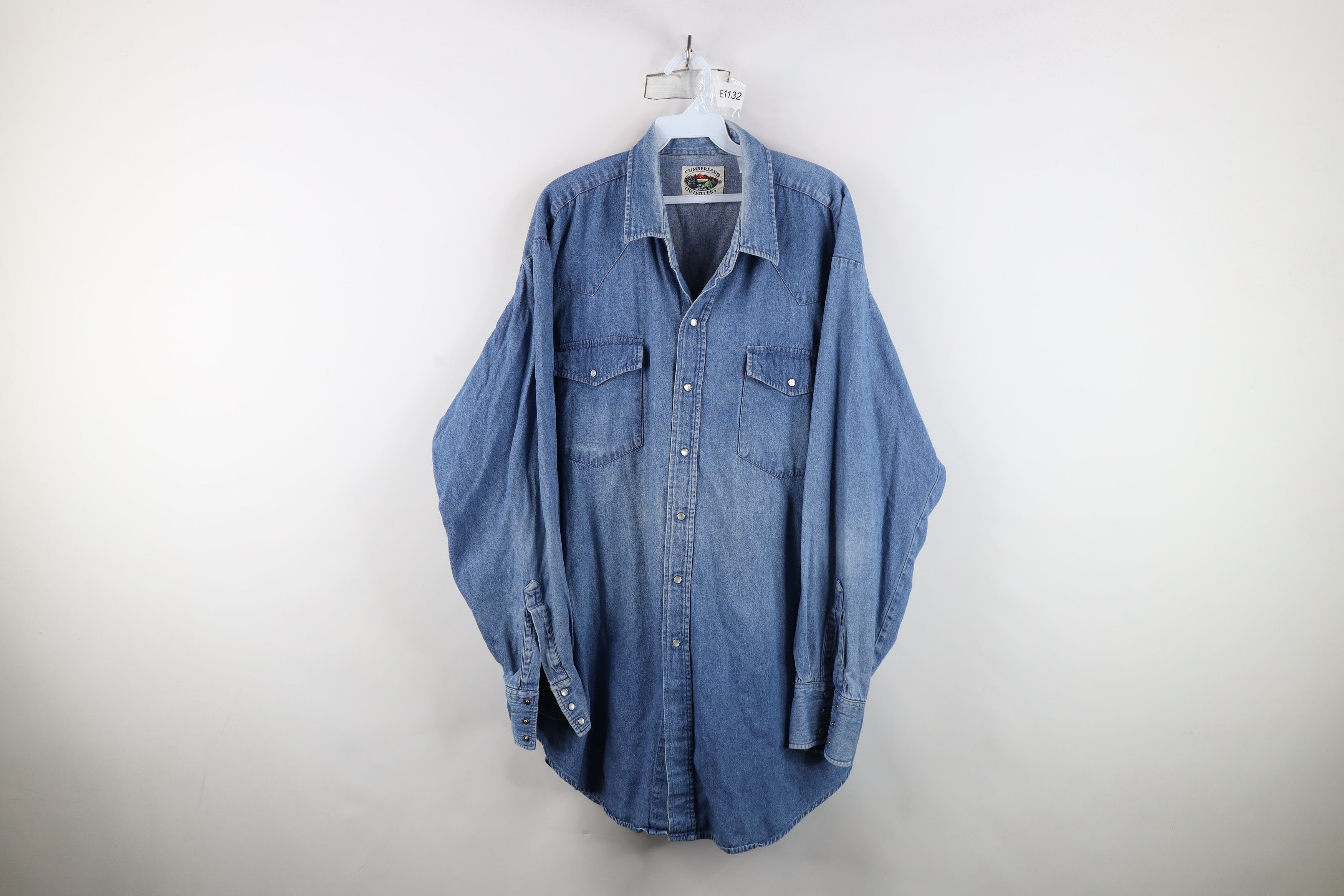 Vintage Vintage 90s Streetwear Cowboy Denim Jean Button Shirt Size US XXL / EU 58 / 5 - 1 Thumbnail