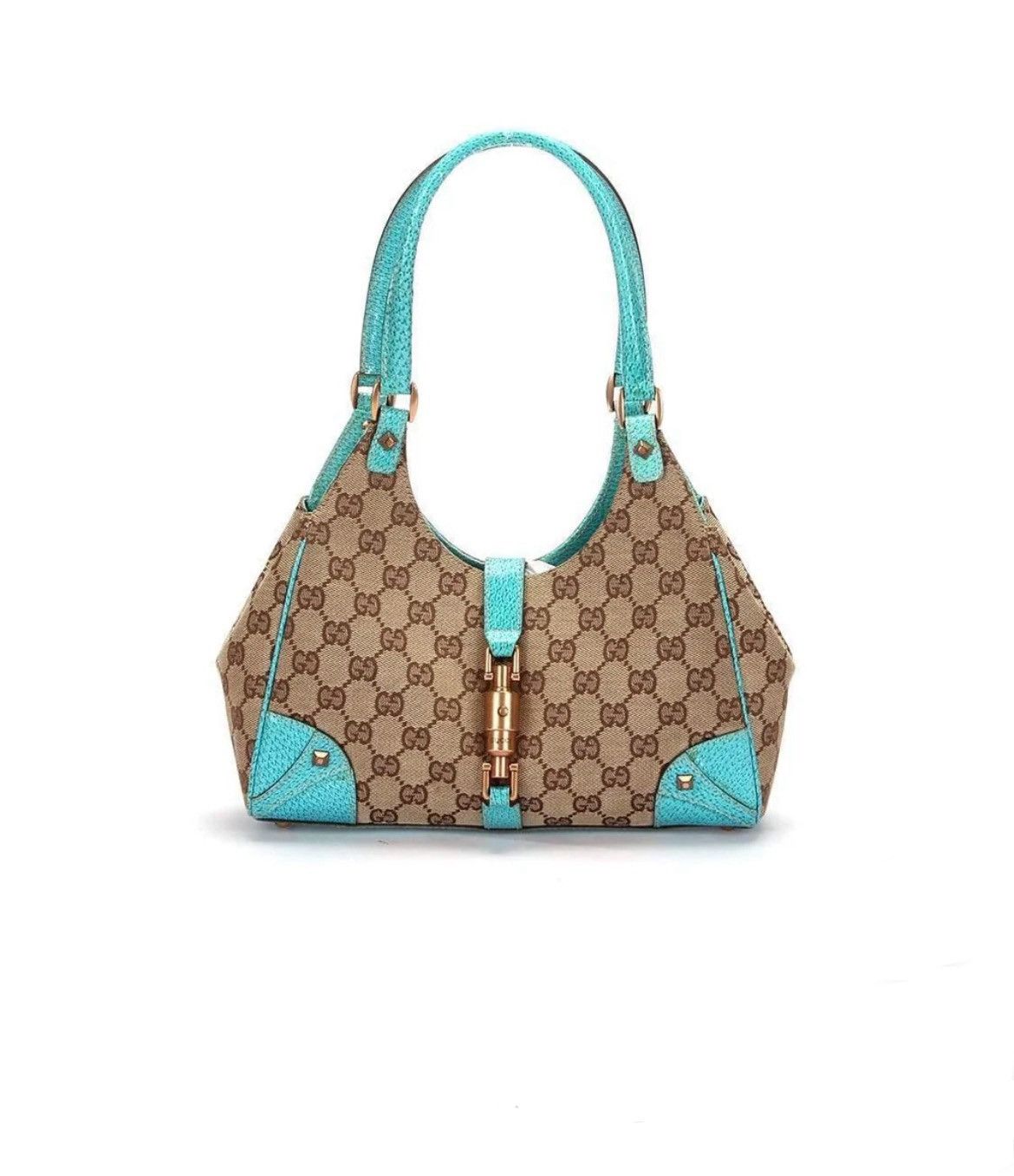 Gucci Gucci Beige/Turquoise GG Canvas and Leather Jackie O Hobo Size ONE SIZE - 1 Thumbnail