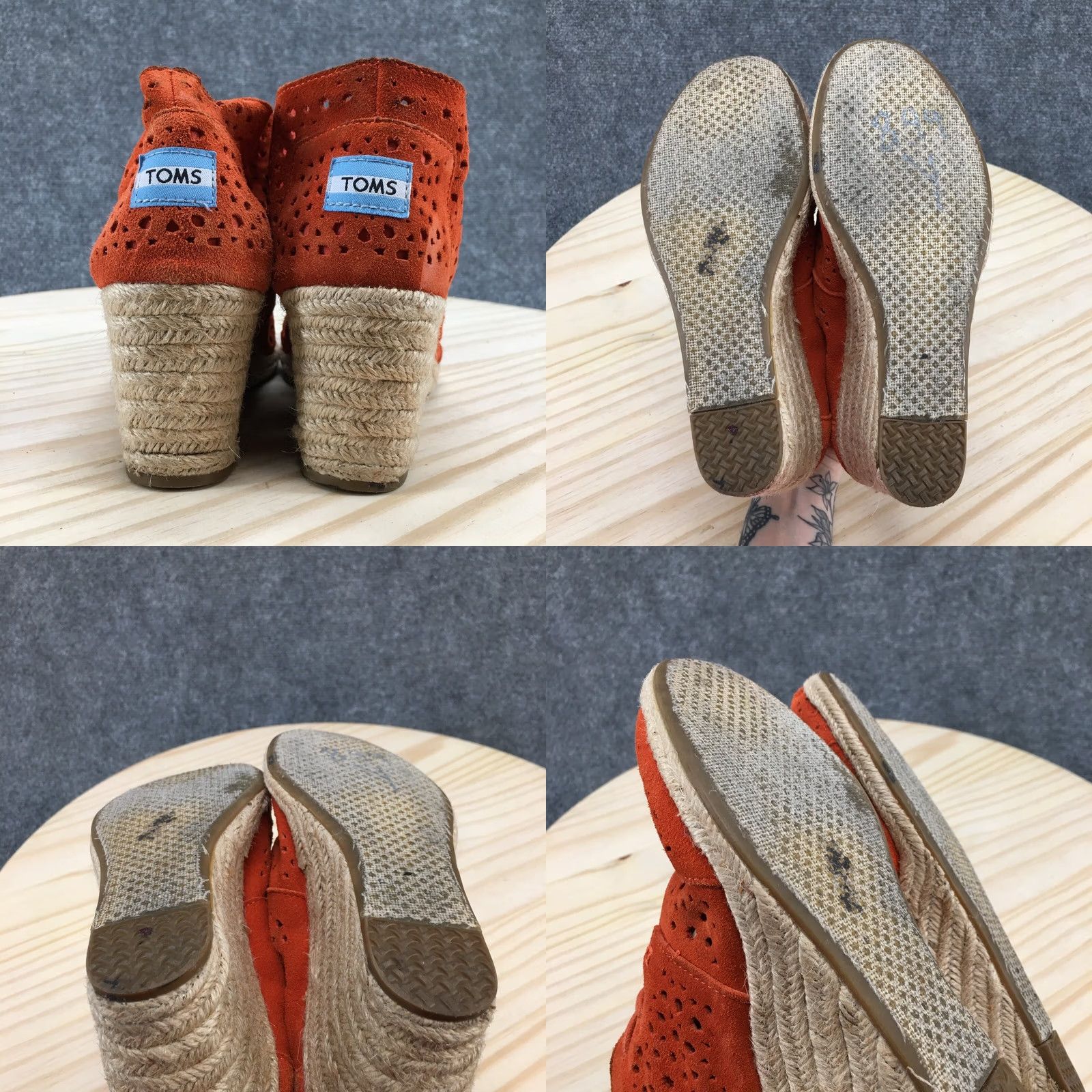 Toms TOMS Boots Womens 6 Orange Desert Wedges Moroccan Cutout Suede Lace Up Casual Size US 6 / IT 36 - 8 Thumbnail