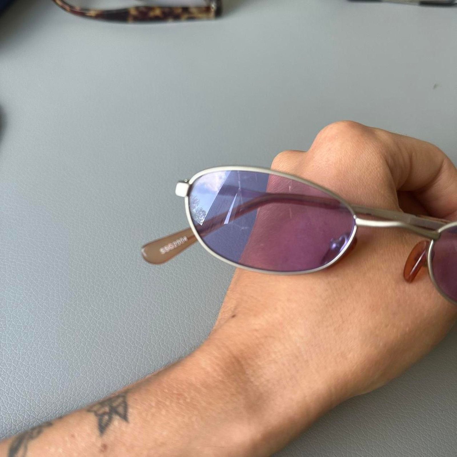 Vintage Vintage 90s 00s Purple Basic Silver Oval Round Sunglasses Size ONE SIZE - 8 Thumbnail