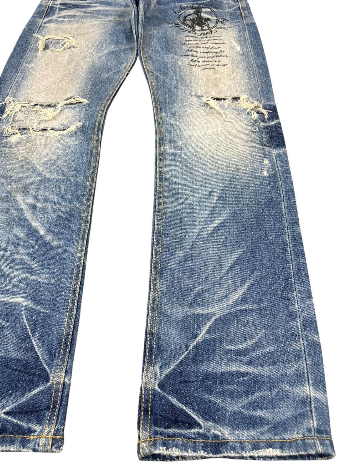 Hysteric Glamour Vintage Lolita Punk Printed Faded Wash Distress Jeans Size 31" - 7 Thumbnail