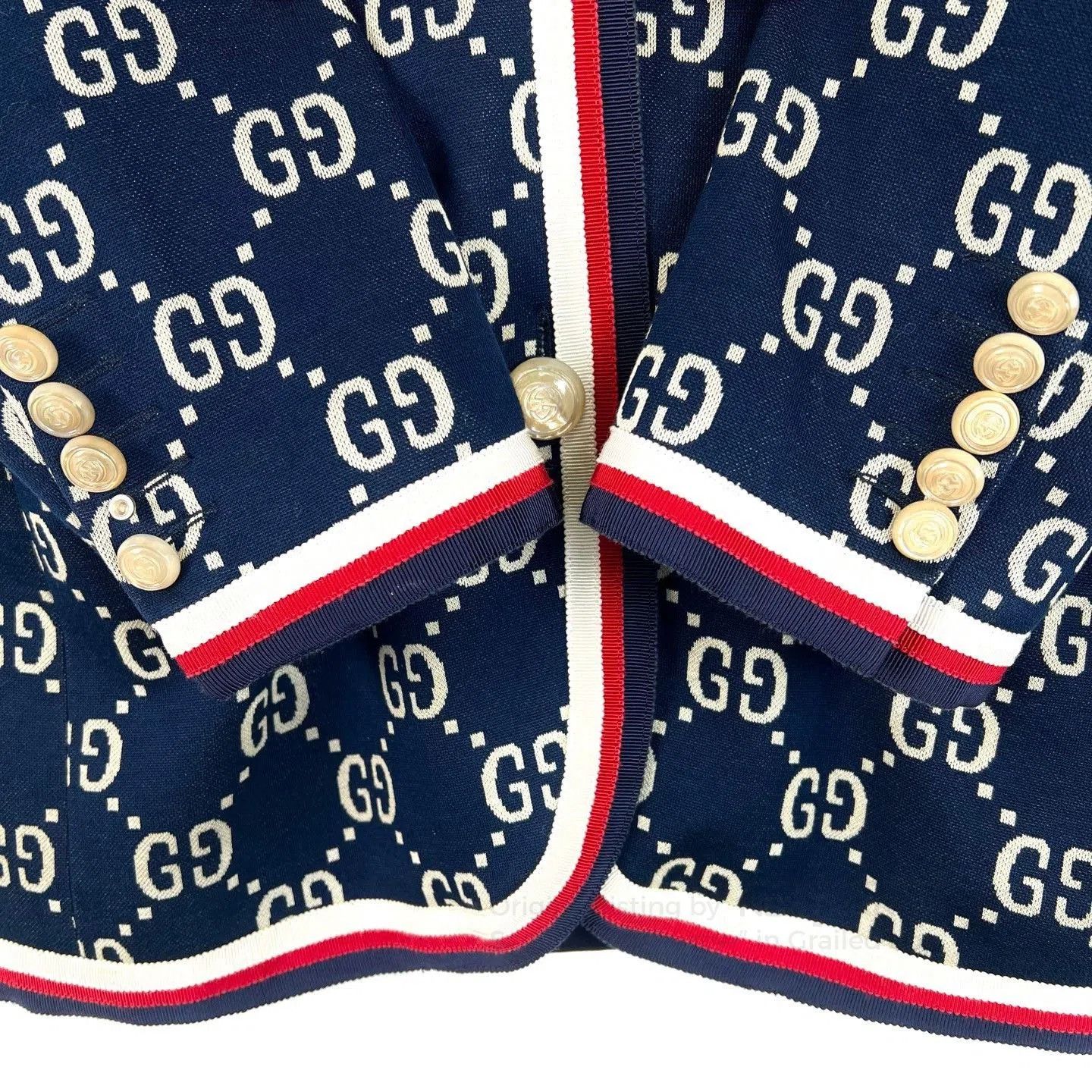 Gucci Gucci Navy Blue Double G Stripe Jersey Blazer M. Size US M / EU 48-50 / 2 - 5 Thumbnail