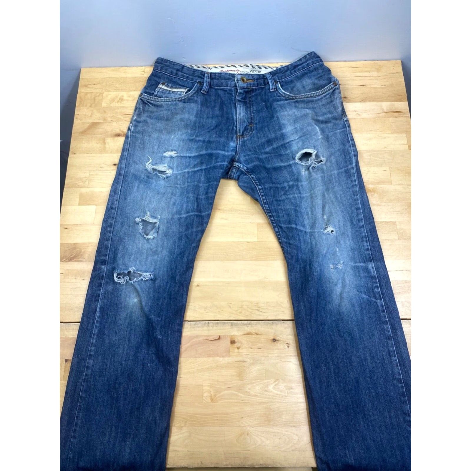 Vans Vans Jeans Mens 32x29 Blue Distressed 80s 90s Grunge Skateboard Casual Straight Jeans Distressed #8282 Size US 32 / EU 48 - 2 Thumbnail