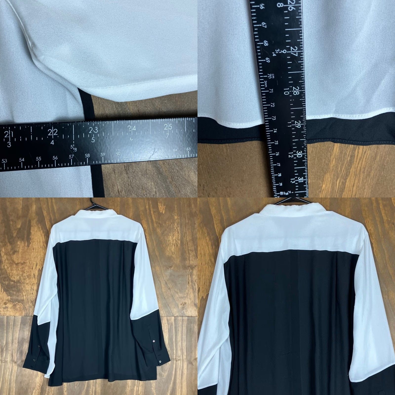NYDJ NYDJ Blouse White Black Collared Long Sleeve Button Down Sheer XL Women’s Shirt Front View Casual Workwear Boho Preppy 2000s? Size XL / US 12-14 / IT 48-50 - 8 Thumbnail