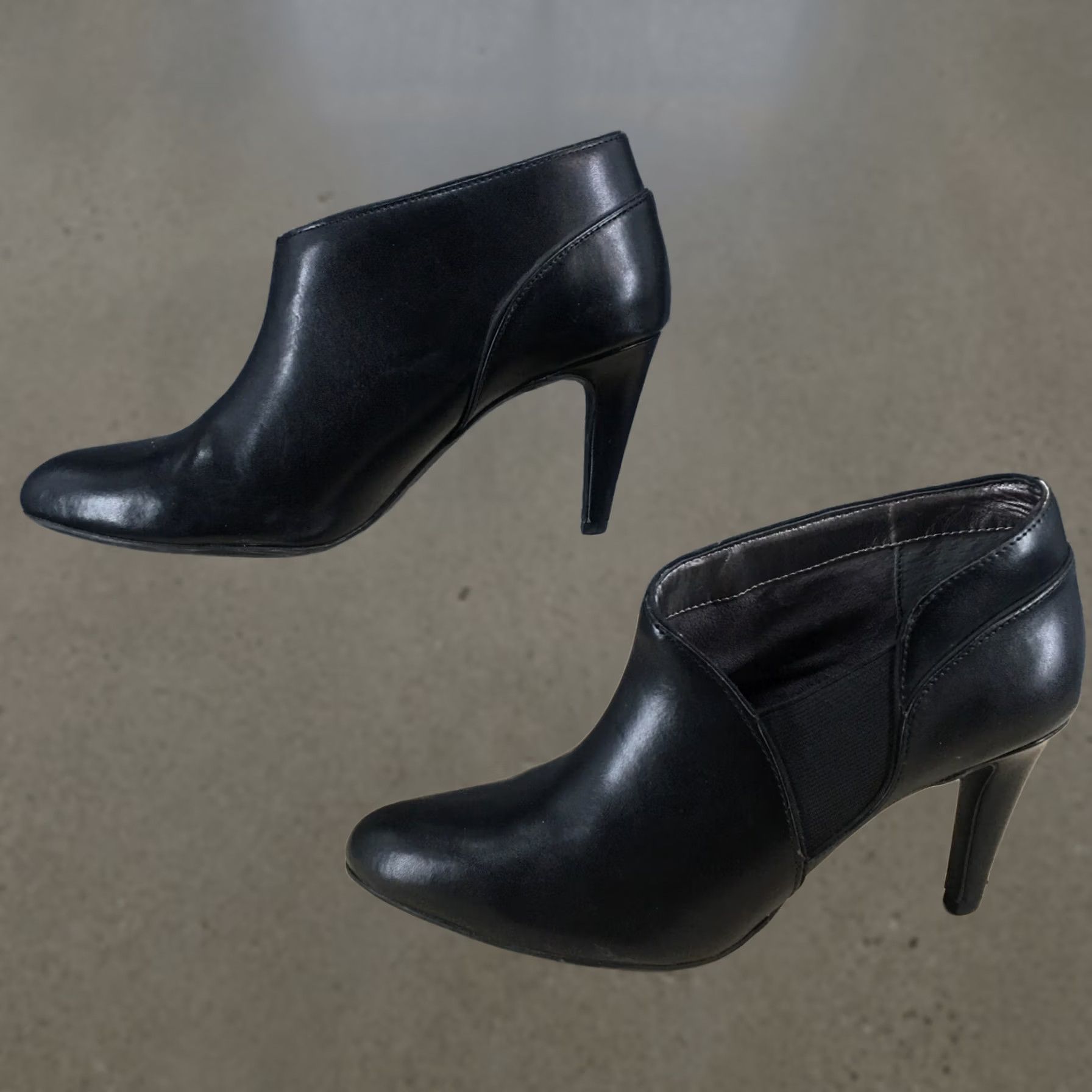 Vintage Adrienne Vittadini Boots Womens 9 Tikki Ankle Booties Black Leather High Heels Bootie Shoes Size US 9 / IT 39 - 1 Thumbnail