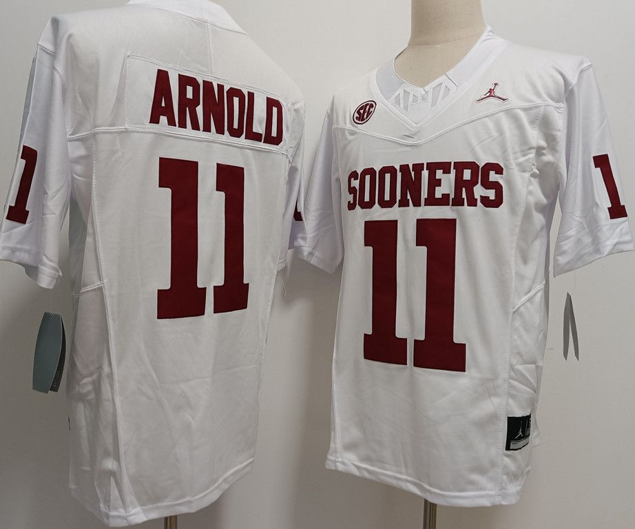 Men's Oklahoma Sooners #11 Jackson Arnold White Jersey