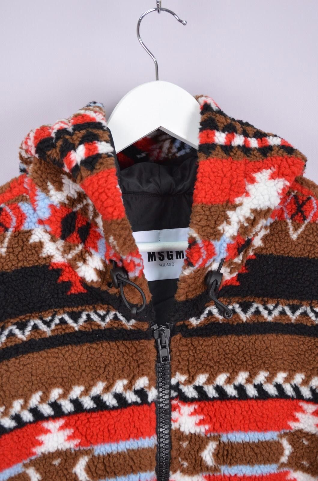 MSGM MSGM IKAT Mens Teddy Fleece Hooded Multicolor Jacket Size M Size US M / EU 48-50 / 2 - 4 Thumbnail