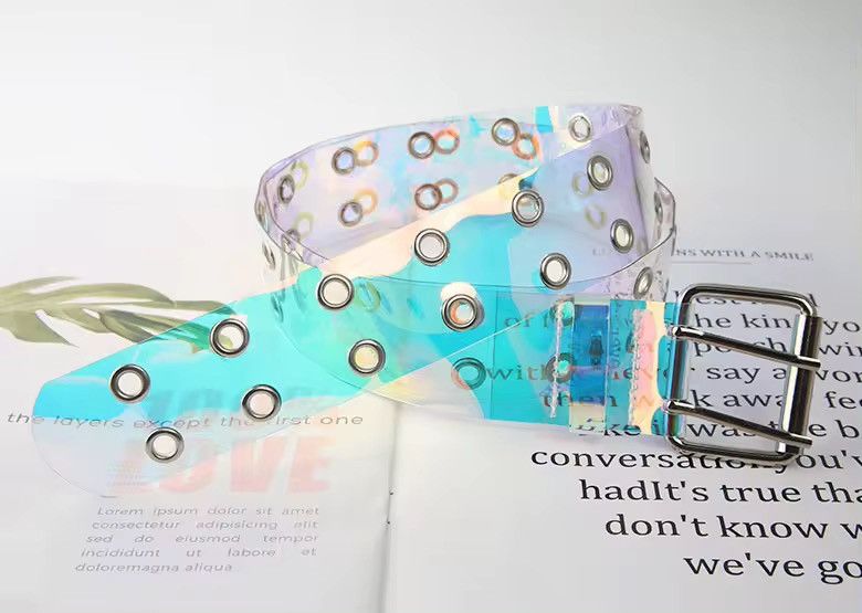 Leather Two Row PVC Clear Belt Size ONE SIZE - 1 Thumbnail