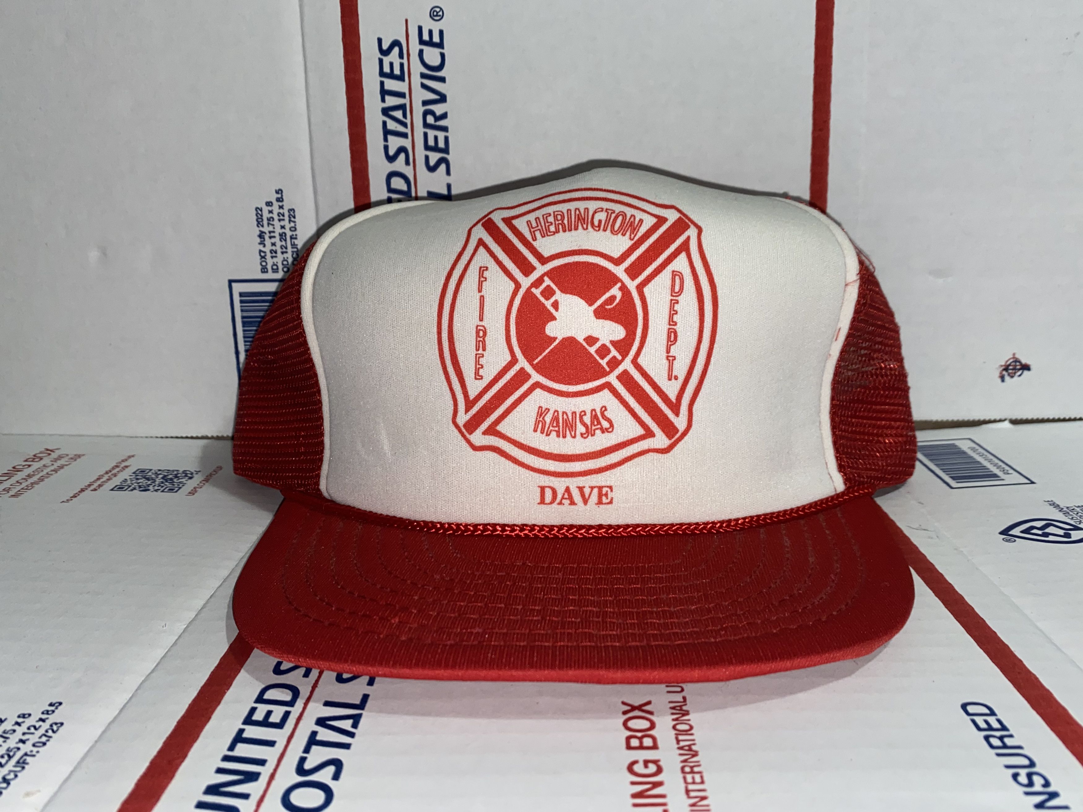 Vintage vtg Herington Fire Dept. Department DAVE Trucker Hat Kansas Size ONE SIZE - 1 Thumbnail